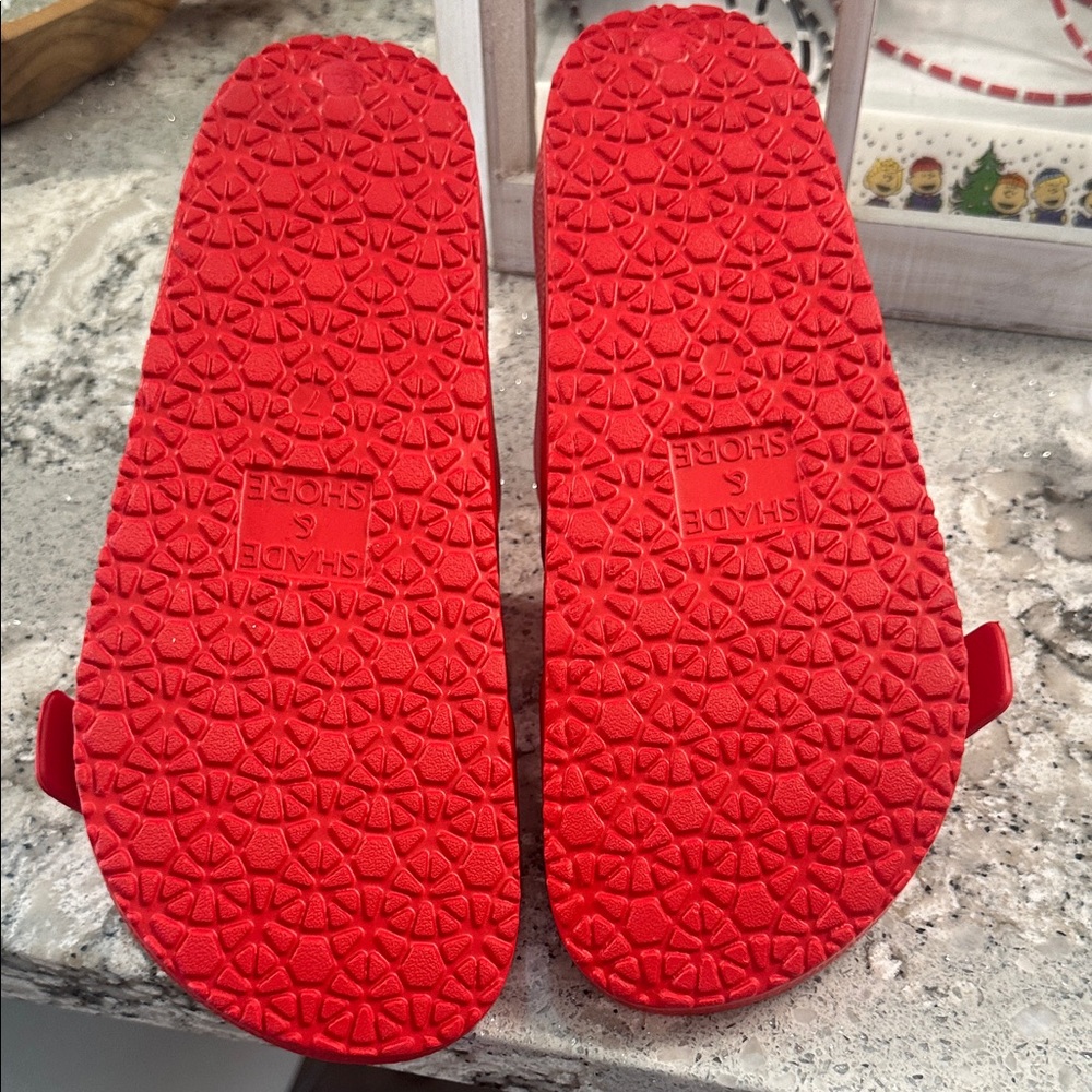 NEW Bright Red Double-Buckle Slide Sandals - Picture 2 of 2